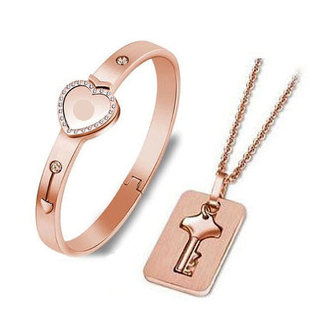Remarkable Lock Key Bracelet-Necklace Set